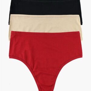 Set of 3 Hanky Panky high rise thong - chai & pink